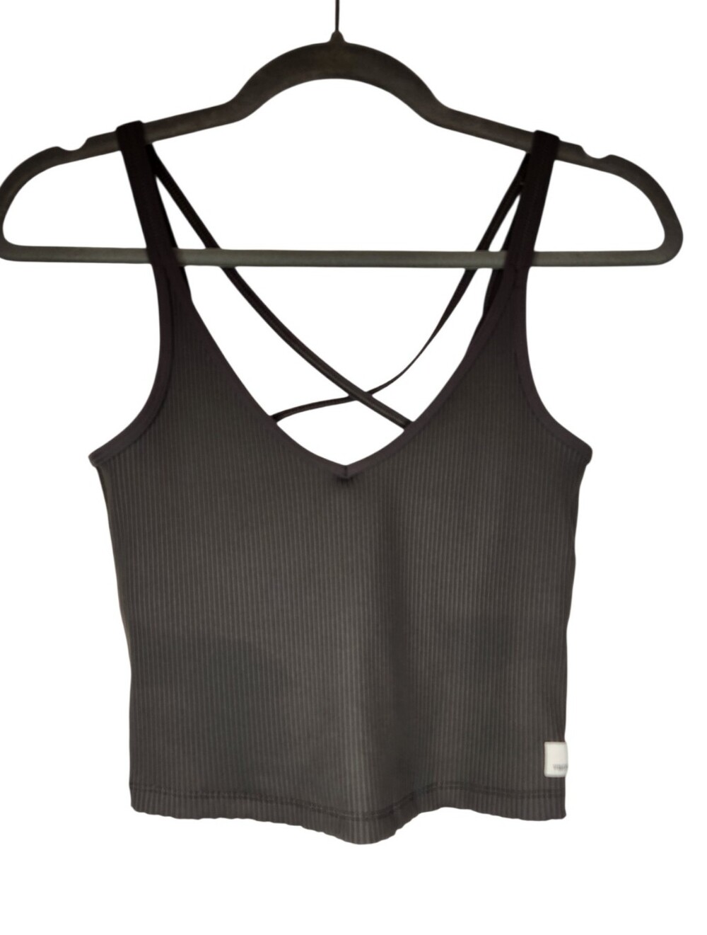 Vuori Rib Cropped Tank Olive Green XS #VW189